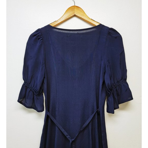 Christy Dawn Lennon Dress XS Midnight Navy Blue Puff Sleeves Midi Boho Country - Picture 12 of 16